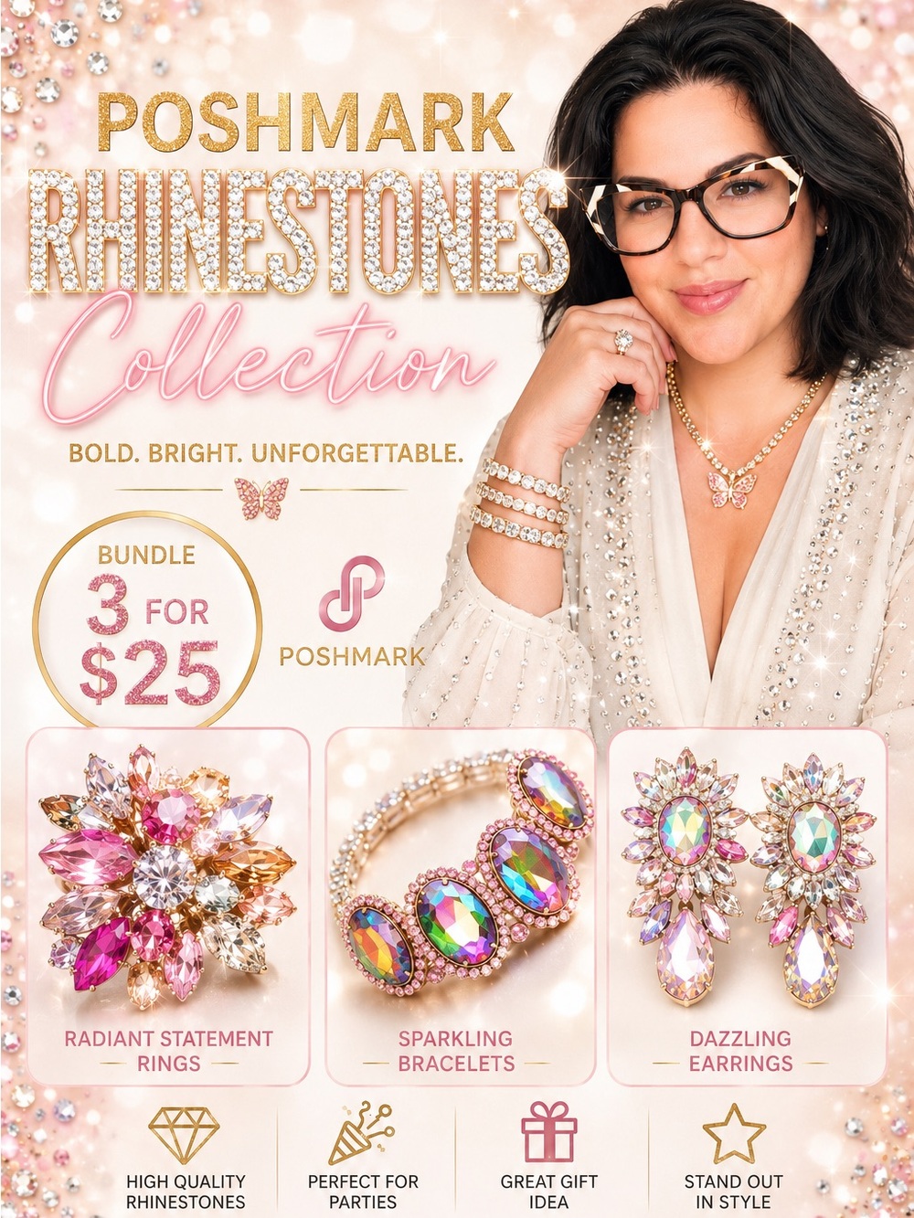 Multicolor Rhinestone Sparkling Bracelet - Bold Party Statement